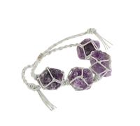 FRCOLOR Bracelet tissé en pierre brute bracelet en cristal bracelet de perles pour femme bracelets pour hommes bijoux en cristal pour femmes Cristal Rugueux Violet,mauve