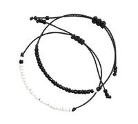 FRCOLOR Bracelets Assortis En Perles Noires Et Blanches Tressées En Fil De Cire, Réglables, Bracelets D'amitié Pour Couples, Bijoux Unisexes Adaptés à Divers Usages, Lot De 2 Pièces