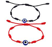 FRCOLOR Bracelets Le Mauvais Œil Tressés Réglables En Fil Rouge Et Noir Pour Femmes Et Hommes, Bracelets Décoratifs Unisexes Pour Couple, Style Minimaliste, Usage Quotidien