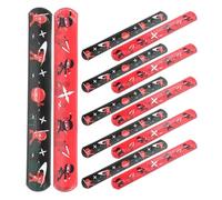 FRCOLOR Bracelets Ninja Slap Créatifs Pour Garçon Et Filles, Taille Standard, Matériau Robuste En Plastique, Motifs Noir Et Rouge, Jeu D'anniversaire Pour Fêtes Garçon Et Filles, Lot De 12 Pièces