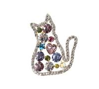 FRCOLOR Broche Chat Cristal pour Femme avec Chaton Bijou pour Décorer Chapeau Sac ou Robe Style Vintage