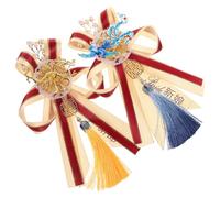 FRCOLOR Broche de Mariage Dragon et Phénix Paire pour Mariée et Marié Broche en Alliage Ruban Rouge Accessoires de Robe de Mariée Décoration Festive Chinoise pour Cérémonie