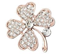 FRCOLOR Broche Trèfle à Quatre Feuilles en Métal à Cristaux Scintillants, Épingle de Revers pour Femmes, Accessoire Festif Saint-patrick pour Veste, Chapeau ou Châle