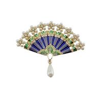 FRCOLOR broche vintage goupille Materbe broche de perle broche en cristal broche de ventilateur Badges d'épingle broche de strass Bleu