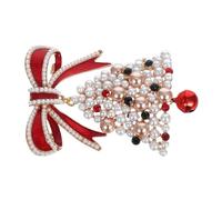 FRCOLOR Broches De Noël Forme De Cloche Et Nœud Avec Perles Pour Femme Accessoire De Décoration Pour Vêtements Épingles De Noël
