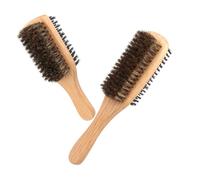 FRCOLOR Brosse à Cheveux Et Barbe Double Face 2 Pièces En Poils De Sanglier, Peigne De Coupe Et Pommade, Adaptée Aux Cheveux Courts Et Longs Pour Hommes