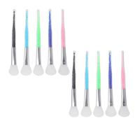 FRCOLOR Brosse Faciale en Silicone 10 Pièces Manche en Plastique Vert, Rose, Noir, Bleu Profond et Bleu Lagon, Applicateur Éventail Souple pour Maquillage et Masque Visage, Outil Beauté