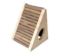 FRCOLOR Cachette Bois pour Hamster avec Échelle Escalade Refuge Naturel pour Gerbilles Naines et Hamsters Cabane Activité pour Petits Rongeurs avec Tunnel pour Grimper et Ronger