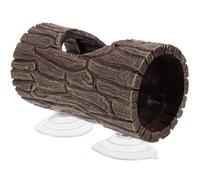 FRCOLOR Cachette pour Reptiles en Résine Robuste Ventouses Puissantes, Souche Creuse Décorative 20 Cm pour Terrarium, Cachette pour Lézards, Serpents et Amphibiens, Accessoire D’Habitat