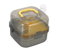 FRCOLOR Cage de Transport Double Couche pour Petits Animaux Étui Portable Jaune en Plastique Mini Cage Ventilée Fond Amovible pour Hamsters Cochons D’Inde et Furets Transport Facile