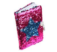 FRCOLOR Carnet Journal Fille avec Sequins Réversibles Étoile Journal Intime Fille avec Cadenas Calepin Notes Créatif pour et Cadeau Anniversaire et Noël