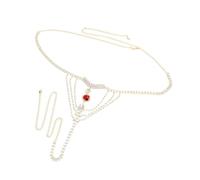 FRCOLOR Chaîne de Corps en Cristal Strass Rouge, Accessoire Bijou, Alliage Solide, Ajustable, Soirée Boîte de Nuit, Taille Unique, Sous-vêtement Glamour et Séduisant