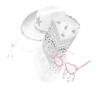 FRCOLOR Chapeau Cowgirl Pailleté Chic avec Large Bord Scintillant Accessoire Costume Party Cosplay pour Femmes Style Western Vintage Élégant