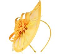 FRCOLOR Chapeau de la mariée en maille chapeau dames Bandeau de mariée chapeau de thé blanc faire la fête chapeaux de thé pour les femmes fascinateurs avec voile artificielles Jaune