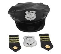 FRCOLOR Chapeau de Policier Octogonal pour Garçon Fille avec Badge et Épaulettes Accessoire de Costume Réaliste pour Fête Anniversaire Mariage et Spectacle Cosplay