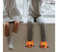 FRCOLOR Chaussures d'Intérieur en Peluche Tiger Paw pour Femmes Pantoufles Maison Chauds et Légers Taille Moyenne 30-39 Motifs Tigre Semelle Fine Antidérapante Confort pour Chambre