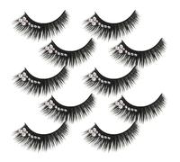 FRCOLOR Cils Exagérés avec Diamants Noirs en Fibre Synthétique, Faux Cils Longs Faciles à Poser pour Club et Vie Quotidienne, Pack de 5 Paires Portables