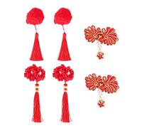 FRCOLOR Coffret 6 Pièces Pinces à Cheveux à Pompons Rouges Taille Garçon Et Filles Accessoires Pour Coiffure De Fille Fête, Spectacle Et Vie Quotidienne