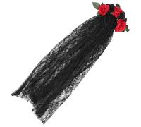 FRCOLOR Coiffe De Mariée Casque De Voile Gothique Couronne Cosplay Casque Gothique Mariage Halloween Déguisements Costume De Mariée Fantôme Bande De Cheveux De Costume Fête Dentelle