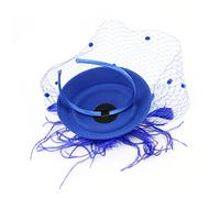 FRCOLOR Coiffe De Mariée Fascinateur Bleu Avec Voile Chapeau Fascinateur, Bandeau En Bandeaux Coiffe De Photographie De Mariée Costume De Voile Noir Chapeau Fascinateur Femme