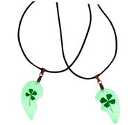 FRCOLOR Collier Délicat à Pendentif Trèfle Lumineux Fait Main Fleurs Séchées Collier Floral à Breloques pour Femmes et Filles Chaîne Clavicule Présent Anniversaire