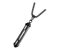 FRCOLOR Collier d'urne en acier en titane Collier d'urn cendre collier urne pour cendres pour hommes collier de mémoire Bracelet d'urne pour cendres pour hommes Acier au titane Noir