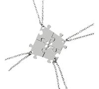 FRCOLOR Collier Fendu en Alliage Argenté à Quatre Points, Coffret de 4 Colliers D'amitié Puzzle à Coudre, Pendentifs Géométriques pour Meilleures Amies, Présent pour Souvenirs et Fêtes
