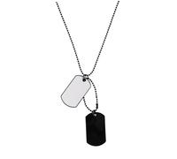FRCOLOR Collier Homme Double Plaque Noir et Blanc Longue Chaîne Dripping Pendentif Unique pour et Hommes Accessoire de Mode pour Pulls et Tenues Casual