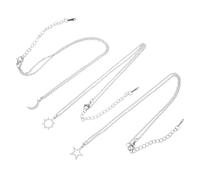 FRCOLOR Collier Necklace en Acier Inoxydable 3 Pièces Pendentifs Étoile, Lune et Soleil pour Ensemble de Colliers Familiaux Chic et Élégant, pour Amis et Famille