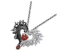 FRCOLOR Collier Pendentif Aile de Cœur en Alliage Noir Bijou pour Femme Présent D’Anniversaire et Saint-Valentin Accessoire Romantique pour Petite Amie Bijou D’Ange Élégant