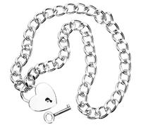 FRCOLOR Collier Pendentif Cadenas Cœur pour Femmes et Hommes Élégant et Personnalisable pour Spéciaux et