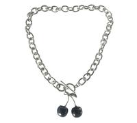 FRCOLOR Collier Pendentif Cerise Chaîne Tour De Cou Colliers Pour Charme Bijoux De Bijoux De Cou Cerise Hip-hop Alliage Noir