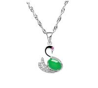 FRCOLOR Collier Pendentif Chrysoprase Forme de Cygne pour Femmes Simple et Élégant avec Zircon Accessoire de Mode pour Toutes Occasions