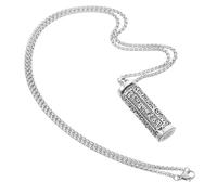 FRCOLOR Collier Pendentif Creux en Métal Robuste Contenant Cendres avec Gravure Six Mots Vérités, Unisexe, Boîte Gawu Sécurisée, Voyage et Usage Quotidien, Chaîne Perles