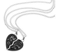 FRCOLOR Collier Pendentif Cœur Puzzle Noir pour Petite Sœur, Bijou de Fin D'études en Deux Pièces Emboîtables, Présent Saint-valentin Anniversaire Fête