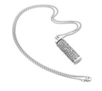 FRCOLOR Collier Pendentif Métal Creux Porte-cendres Unisexe avec Gravure Six Mots Véritables Pendentif Bouteille Vide Robuste pour Méditation et Activités Extérieures