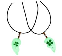 FRCOLOR Collier Pendentif Trèfle Lumineux Fleurs Séchées Chaîne Clavicule Fine Lot de 2 Colliers Couple Décoratifs pour Femmes Bijoux Romantique Saint-valentin