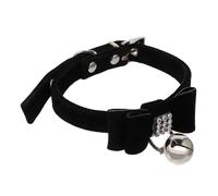 FRCOLOR Collier pour Chat et Chien Réglable en Tissu Noir avec Noeud Élégant et Paillettes Collier pour Animal de Compagnie avec Clochette Confortable