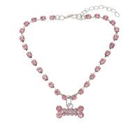 FRCOLOR Collier pour Chien Ajustable Taille M Couleur Rose Strass, Chaîne de Collier pour Chien et Chat, Bijoux pour Animaux de Compagnie pour Repérage Quotidien et Fêtes