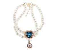 FRCOLOR Collier pour Chien Bleu M en Perles Plastiques à Double Couche, Bijou Ajustable pour Animaux de Compagnie, Collier de Princesse pour Chiots et Chats, Accessoire Élégant