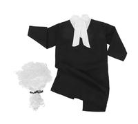 FRCOLOR Costume Avocat Garçon Fille pour Garçon avec Robe de Juge et Perruque Tenue Manches Longues pour Halloween Fêtes et Spectacles Scolaires Déguisement Cosplay Rôle Judiciaire