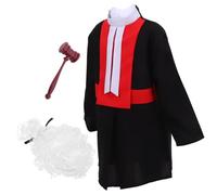 FRCOLOR Costume Juge Garçon Fille avec Perruque et Tenue de Jeu de Rôle Déguisement Respirant Polyester pour Fête et Performance Kit Complet pour Garçon
