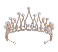 FRCOLOR Couronne Bal De Projecteurs Bandeaux Dames Bandeau Guirlande De Roses Couvercle Diadèmes De Mariage Bandeau De Mariée Bouquet Fondant Sirène Marier Perles D'imitation Golden