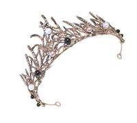 FRCOLOR Couronne de Mariage Baroque Noire en Perles Serrage-Tête Décoratif Léger et Solide Accessoire pour Mariée et Anniversaire Diadème Élégant pour Femme Adulte