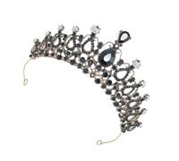 FRCOLOR Couronne de Mariée Baroque Vintage Noire Bandeau Couronne de Fête en Cristal Accessoire Chic Léger pour Mariage Anniversaire et Séance Photo