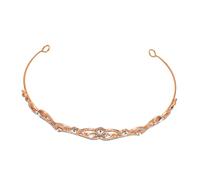FRCOLOR Couronne De Mariée Mariage Baroque Bandeau De Mariée Bal De Strass Diadème Strass Vintage Diadème De Style Baroque Casque De Mariage Pour La Mariée Alliage Rose Gold