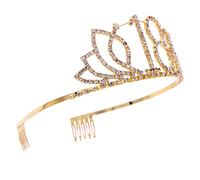 FRCOLOR couronne de reine accessoire fete couronne de diadème Tiare diadème 18e anniversaire bandeau 16e anniversaire décorations du 18e diadème de cristal Golden