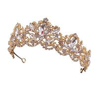 FRCOLOR couronne de strass doré de mariée décorations robe mariage femmes hair charms accessoire fete Couronne de rhinestone Couronne d'or couronne de reine bijoux de cheveux alliage