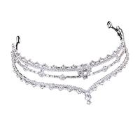 FRCOLOR couronne fête de poule avec voile de mariée décorations bandes bandeaux femmes bande de cheveux fierté Diadème de mariée bandeaux filles bandeau strass Tiare Alliage de zinc Silver