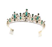 FRCOLOR couronne mariage de cru tiare collier décorations fiançailles Royal hair charms hair toppers noel accessoire cerceau de cheveux de mariage coiffure en alliage de zinc cristal Green